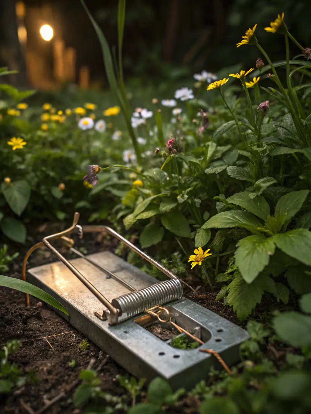 A photo of a trap designed for pest control, placed strategically in a field. The image should be informative and demonstrate the SCJ's commitment to managing pest populations.